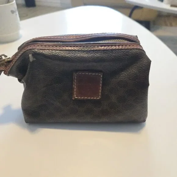 CELINE Old Vintage Pouch PVC Leather Cosmetic Bag Authentic Brown - Picture 8 of 16